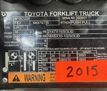 Toyota 5000lb Pneumatic Forklift for sale Atlanta Georgia