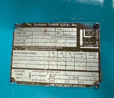 Komatsu 9000LB Pneumatic forklift for sale Atlanta Georgia